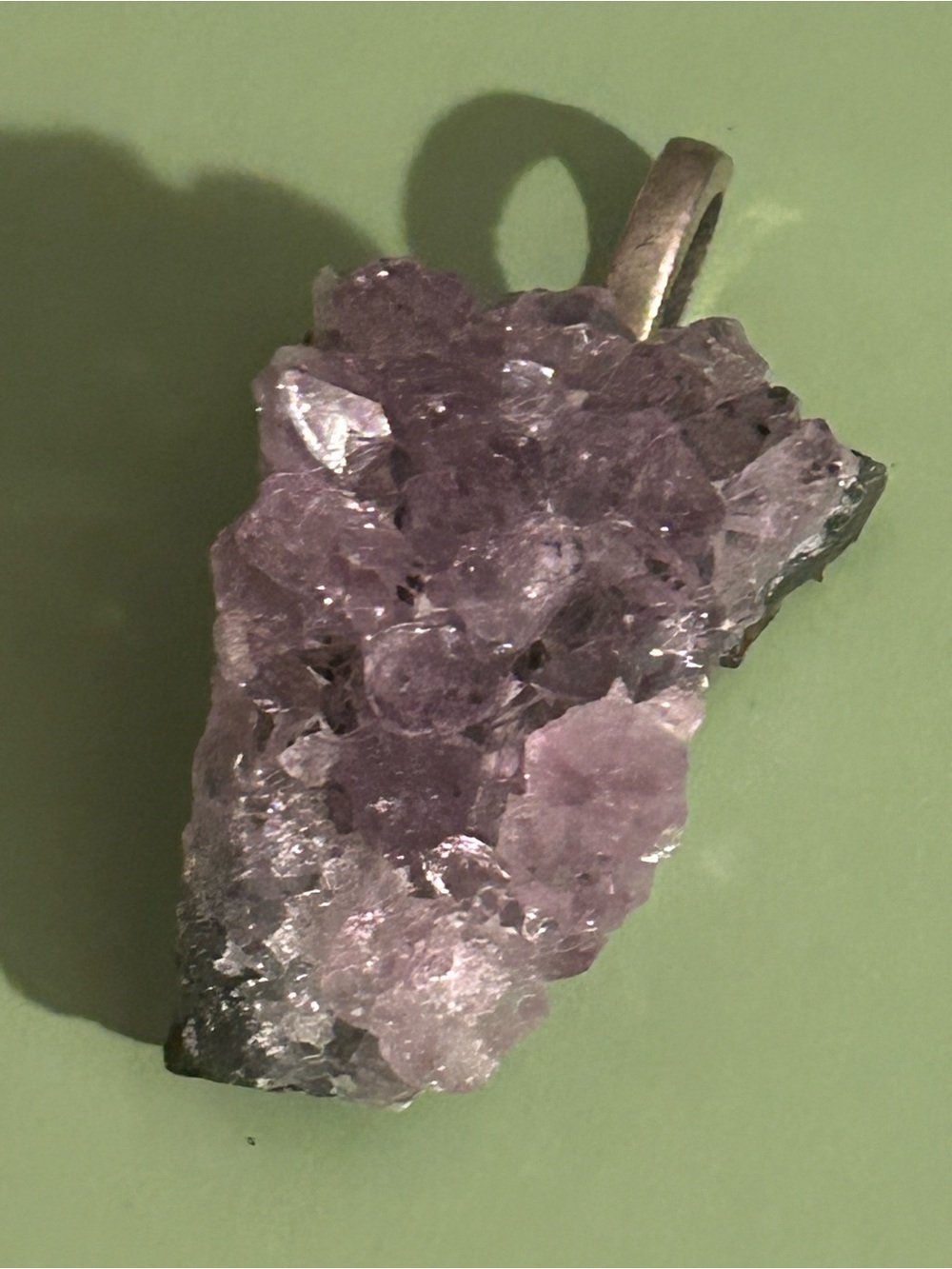 Amethyst Crystal Pendant - Light Purple Cluster